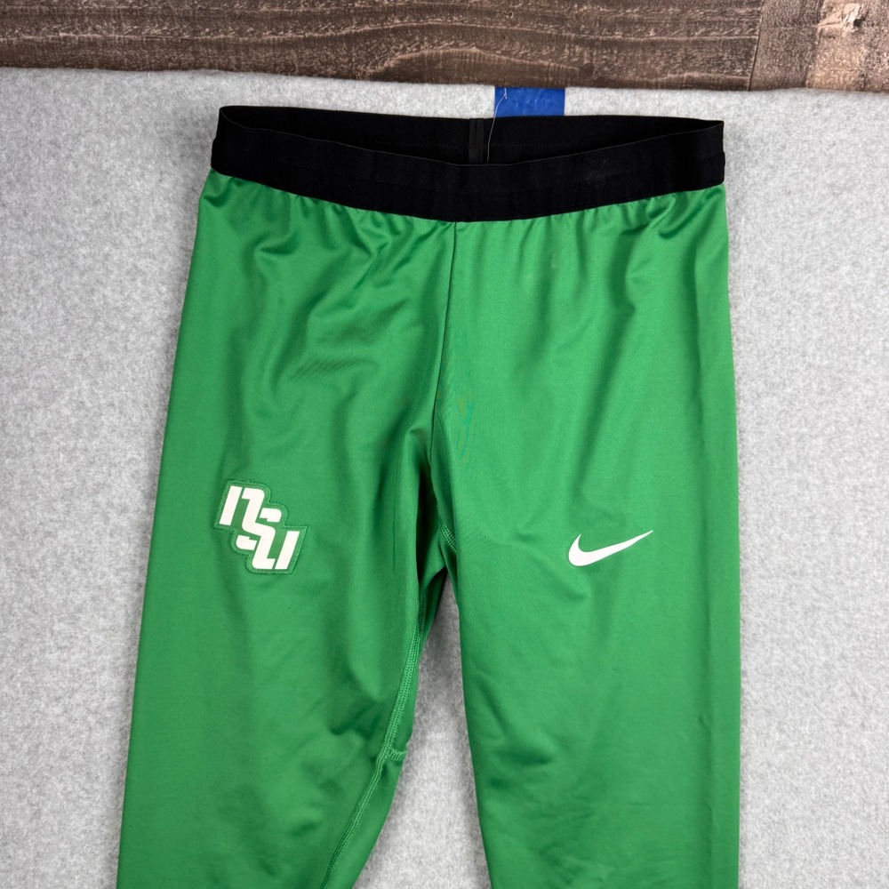 Nike Compression Tights Mens Medium Green NSU Norfolk State Ankle Zip Leggings - Picture 4 of 9